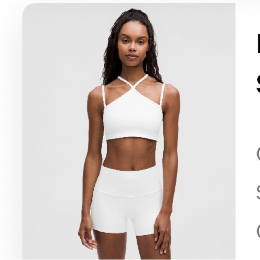Lululemon Athletica Flow Y nulu bra White Cross-Strap Sports Bra